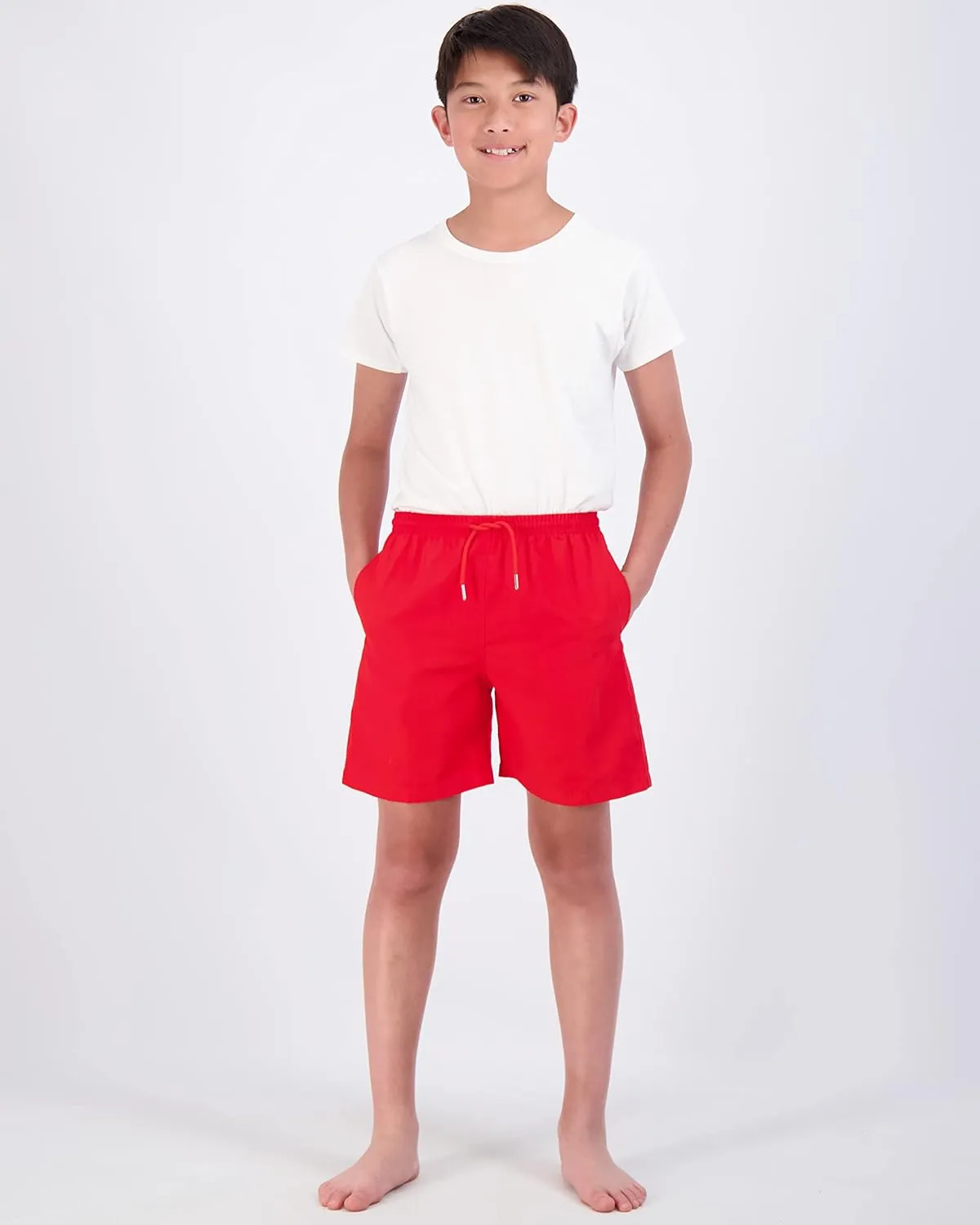 Real Essentials 3-Pack: Boy's Swim Board Shorts Trunks with Drawstring Beach UPF Swimwear Surf Swimming Short for Boys