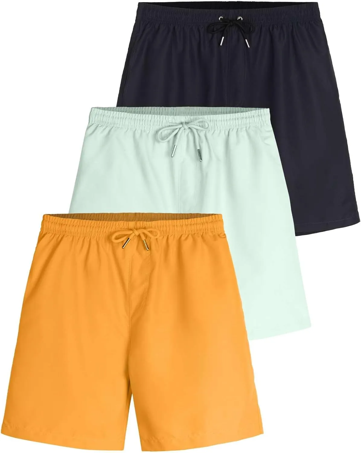 Real Essentials 3-Pack: Boy's Swim Board Shorts Trunks with Drawstring Beach UPF Swimwear Surf Swimming Short for Boys