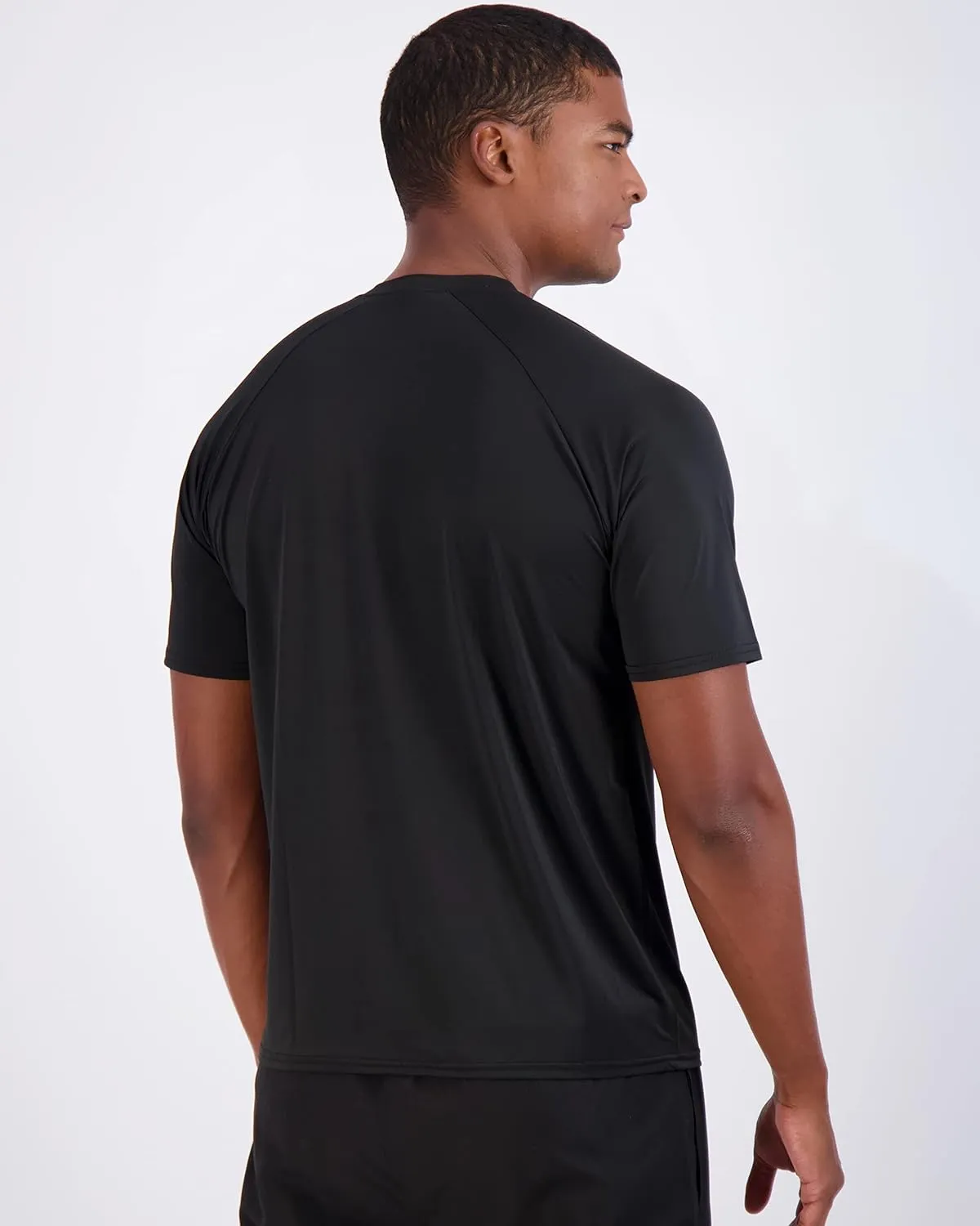 Real Essentials 4 Pack: Mens Short Sleeve Rash Guard Shirt Quick Dry UPF 50  Sun Protection Swim (Available in Big & Tall)