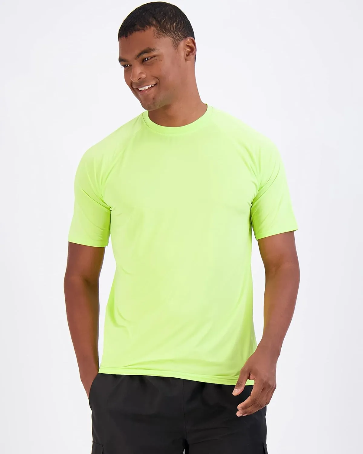 Real Essentials 4 Pack: Mens Short Sleeve Rash Guard Shirt Quick Dry UPF 50  Sun Protection Swim (Available in Big & Tall)