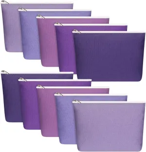 Reginary 10 Pcs Canvas Makeup Bags Bulk for Women Blank DIY Craft Pencil Pouch Multicolor Cosmetics Bag Travel Toiletry Pouch Gift for Mental Health Nurse Mother Teacher(Purple)