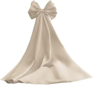 Removable Satin Big Bow for Wedding Bridal Cloak for Wedding Accessories Separate Bowknot Detachable Sleeves Train