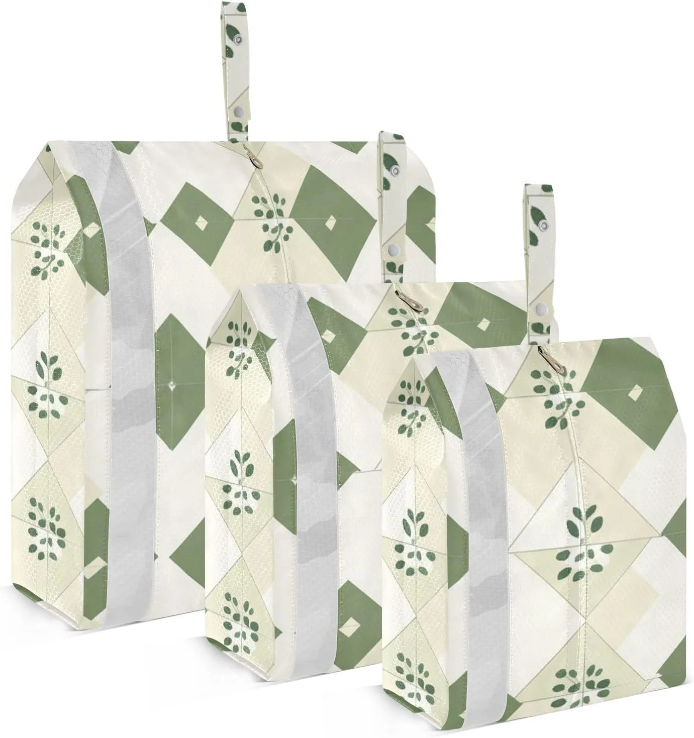 Rhomboid White White Eucalyptus 3 Set Travel Packing Cubes For Suitcases, Foldable, Garment Bag Closet Storage, Luggage Space Saver, Organizadores De Maletas Para