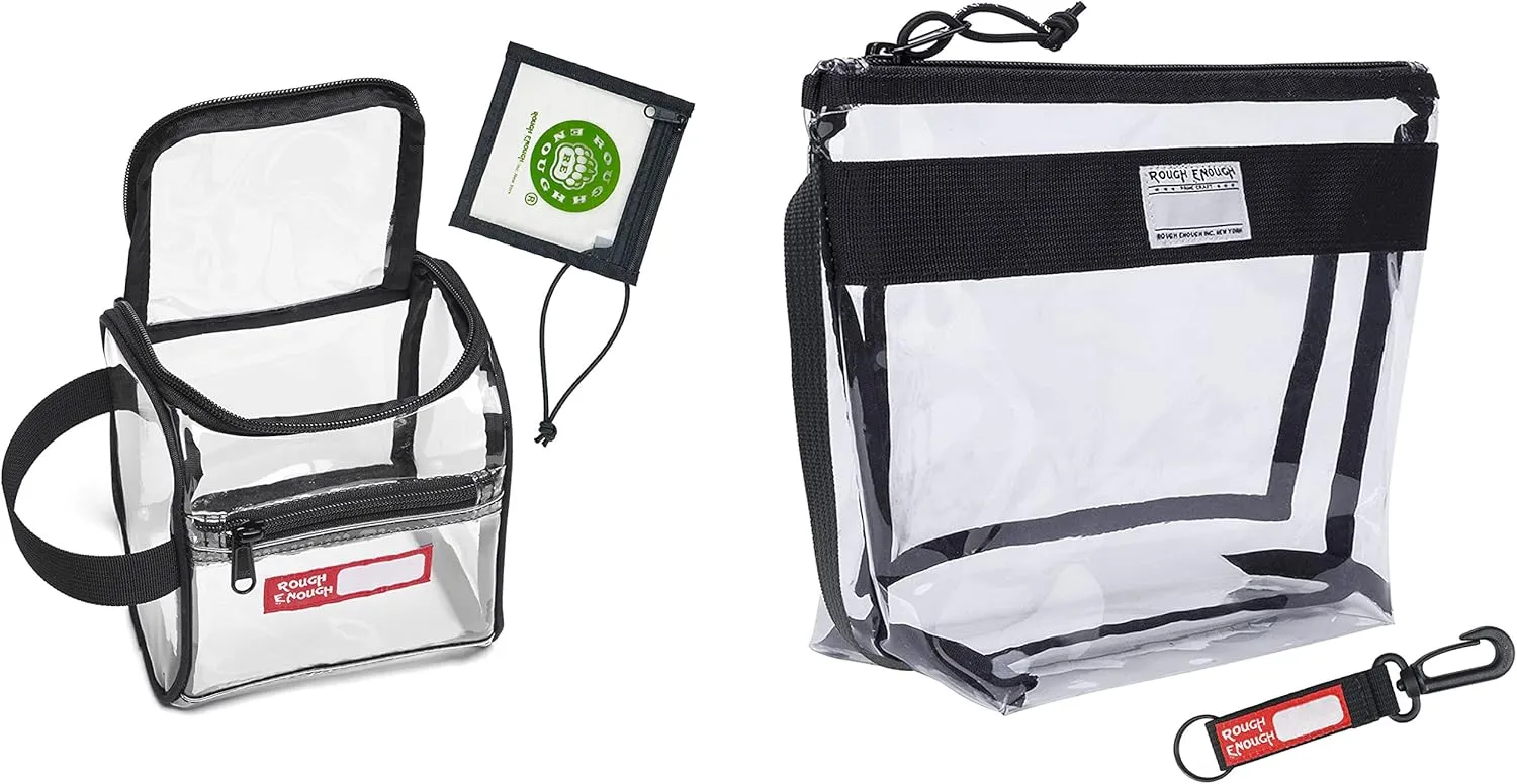 Rough Enough Clear Toiletry Bags for Traveling with Handles Toiletries Cosmetic Pouch Makeup Bags TSA Approved for Men and Women Travel