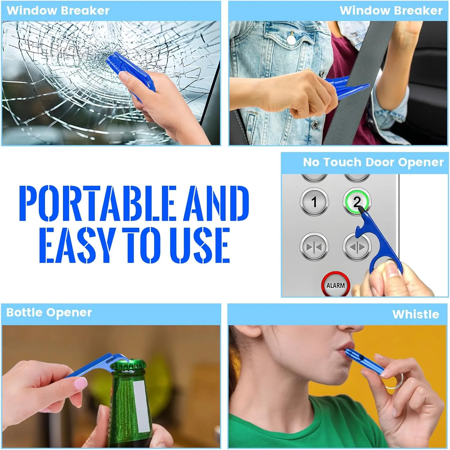 Safety Keychain Set for Women, Safety Keychains for Women Accessories Kit with Card Holder, Bottle Opener