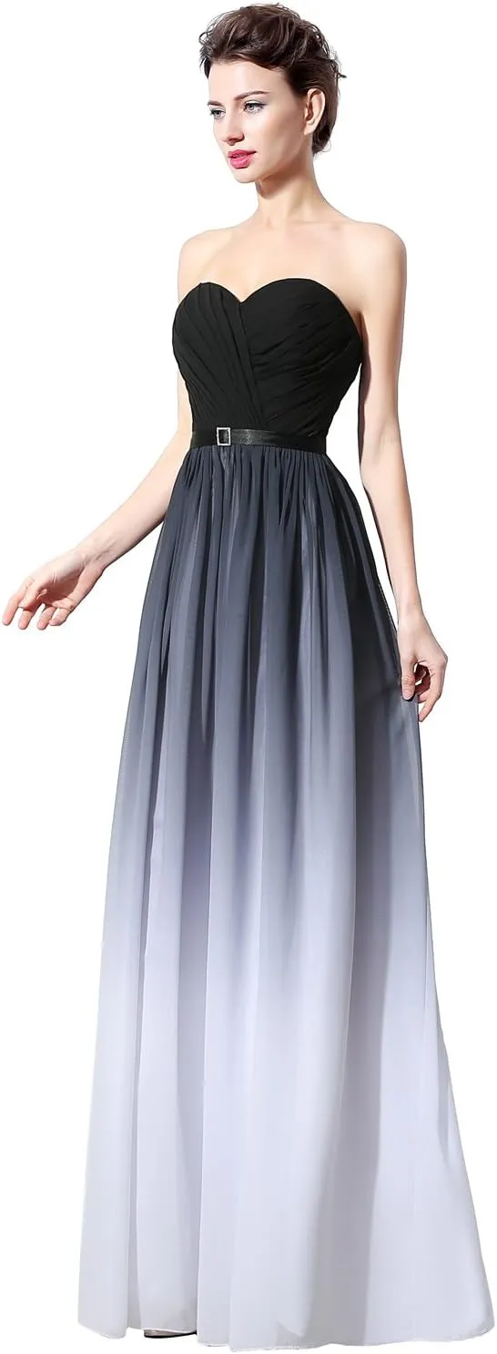 Sarahbridal Long Women's Formal Dresses Chiffon Pleated Backless Evening Gowns Sheath Flowy Prom Party Dress