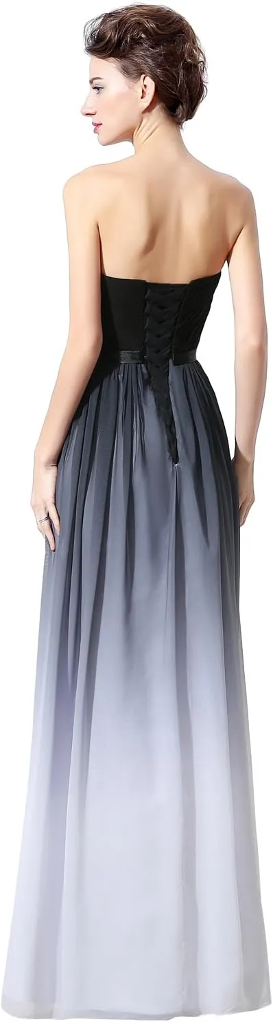 Sarahbridal Long Women's Formal Dresses Chiffon Pleated Backless Evening Gowns Sheath Flowy Prom Party Dress