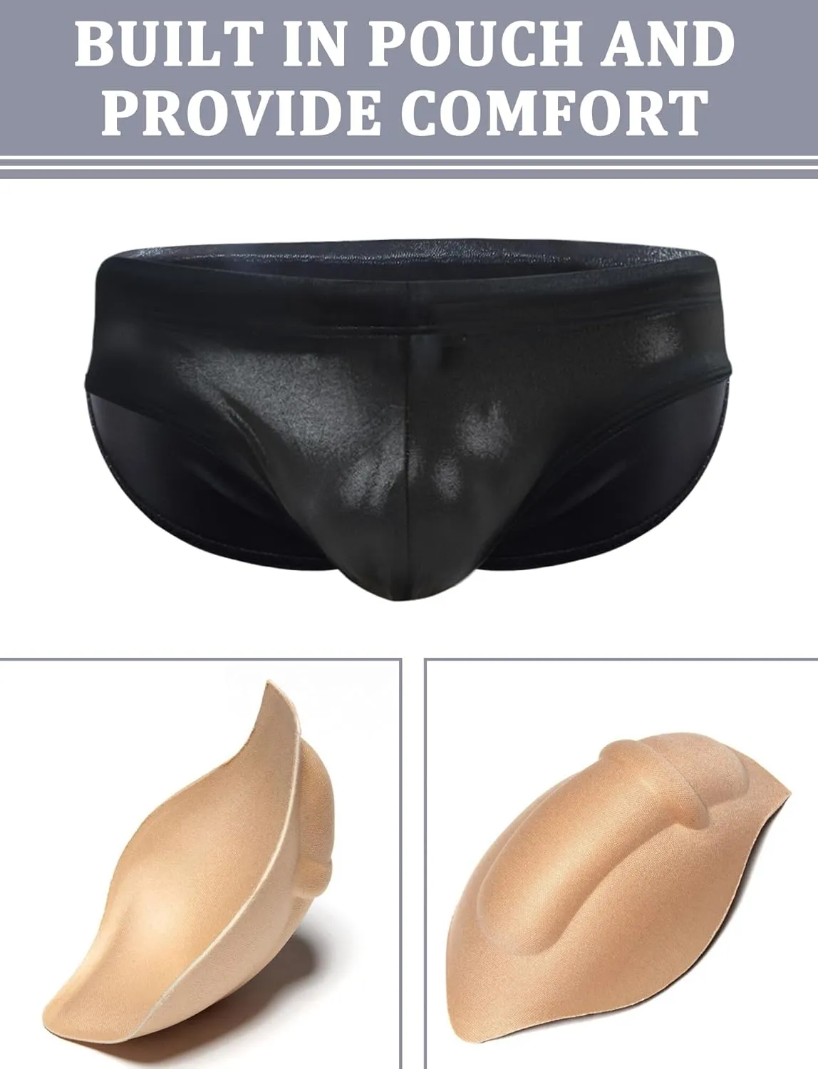 SEAUR Men's Shiny Metallic Low Rise Swim Briefs Sexy Bikini Swimsuit Quick Dry Drawstring Swimwear Contour Pouch Bathing Suit