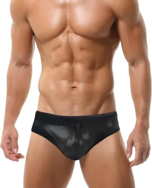 SEAUR Men's Shiny Metallic Low Rise Swim Briefs Sexy Bikini Swimsuit Quick Dry Drawstring Swimwear Contour Pouch Bathing Suit