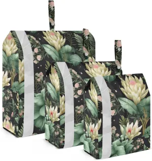 Sequin Flowers Black Packing Cubes for Travel 3 Set Compression Packing Bags Luggage Accessories for Travel