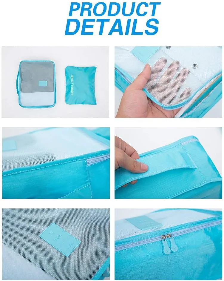 Set of 6 Travel Organizers Packing Cubes Laundry Pouch Travel Packing Luggage Organizer Bag Suitcase Storage Bag for Clothes Shoes Socks Underwear Cosmetics, Watermelon Red