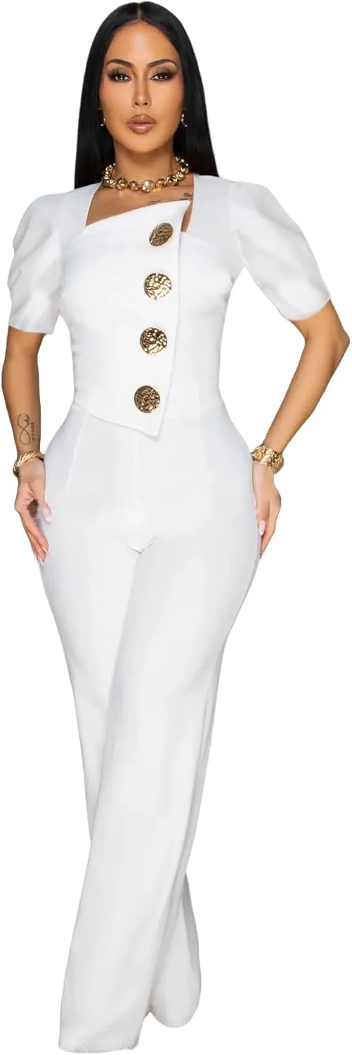 Sexy ladies fashion wide leg elegant club jumpsuit business party jumpsuit
