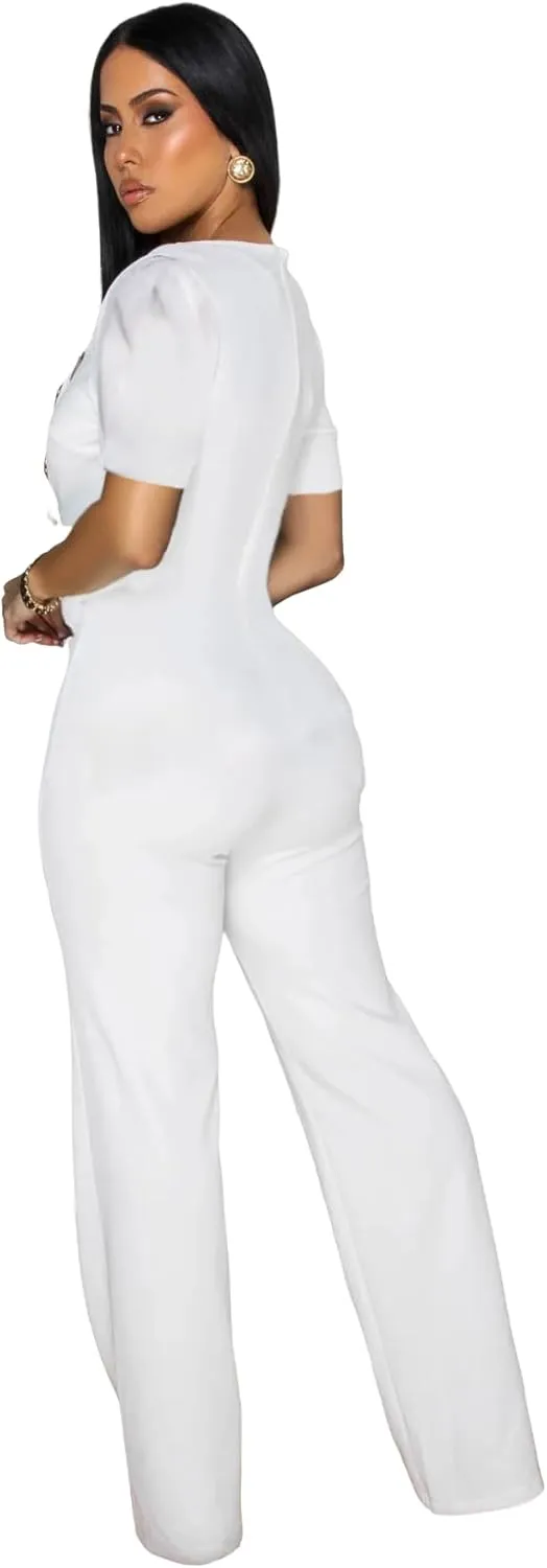 Sexy ladies fashion wide leg elegant club jumpsuit business party jumpsuit