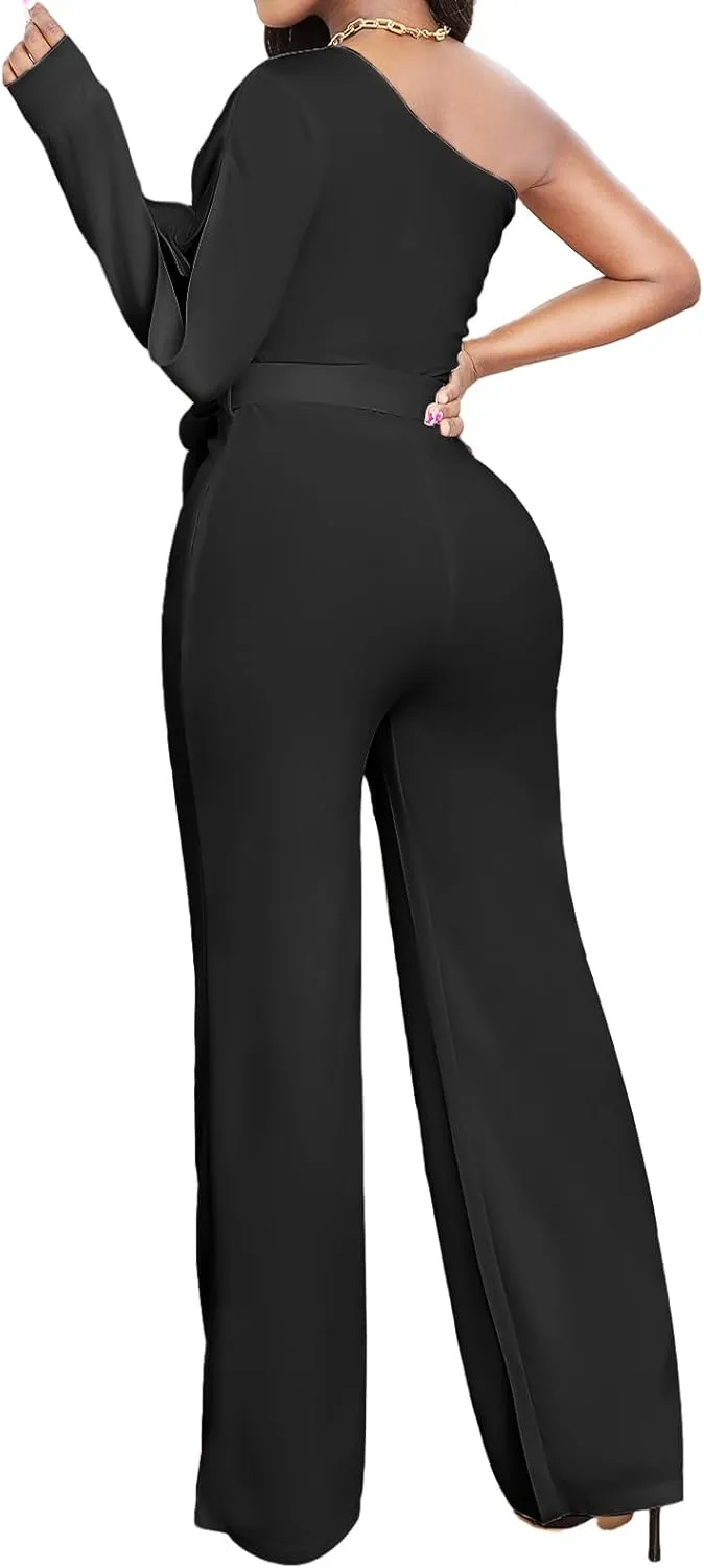 sexycherry Formal Jumpsuit for Women Dressy Elegant Long Straight Pants Jumpsuits for Party Club with Zipper
