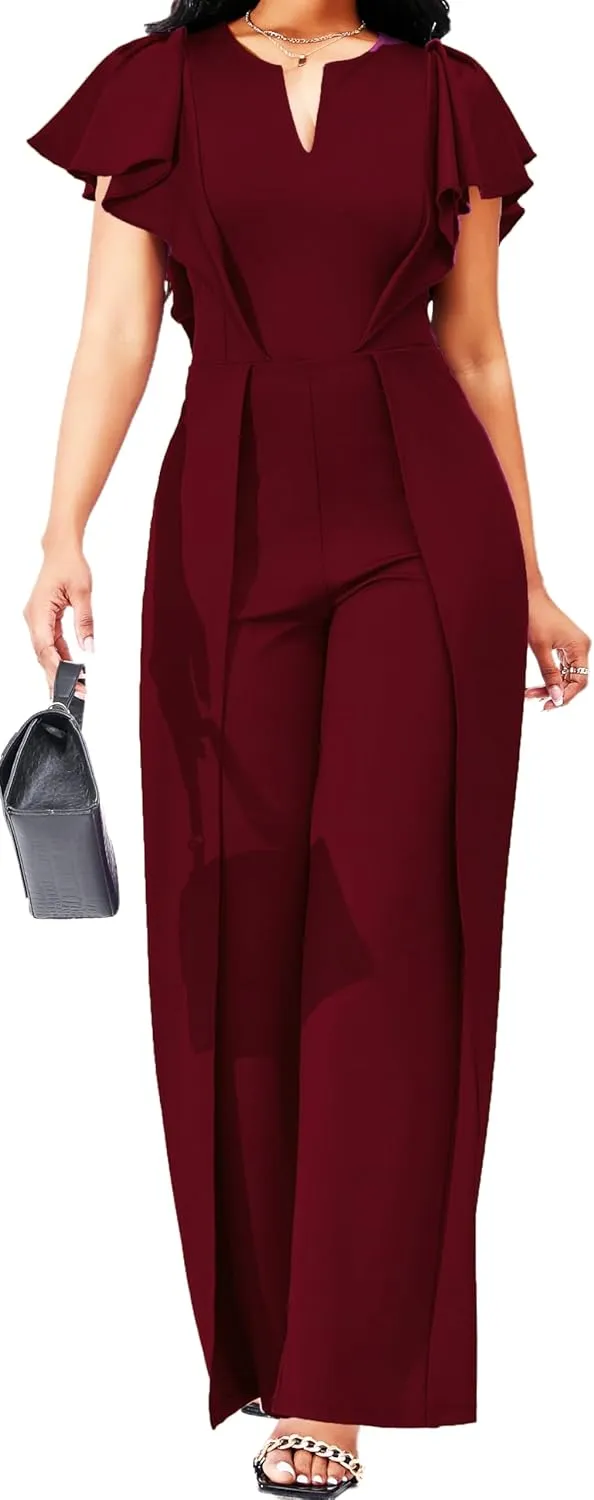sexycherry Formal Jumpsuit for Women Dressy Elegant Long Straight Pants Jumpsuits for Party Club with Zipper
