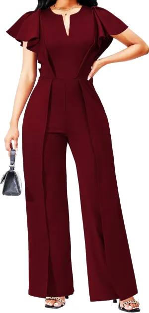 sexycherry Formal Jumpsuit for Women Dressy Elegant Long Straight Pants Jumpsuits for Party Club with Zipper