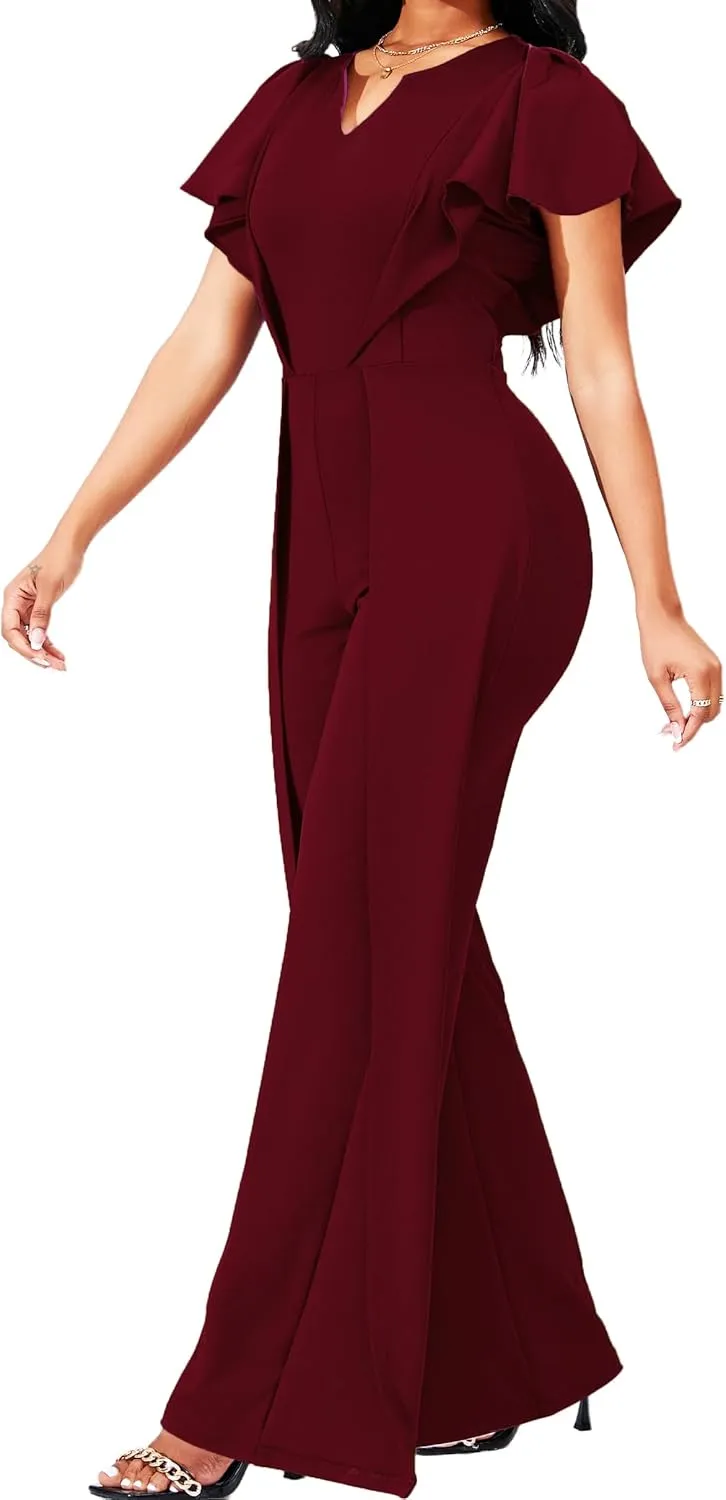 sexycherry Formal Jumpsuit for Women Dressy Elegant Long Straight Pants Jumpsuits for Party Club with Zipper