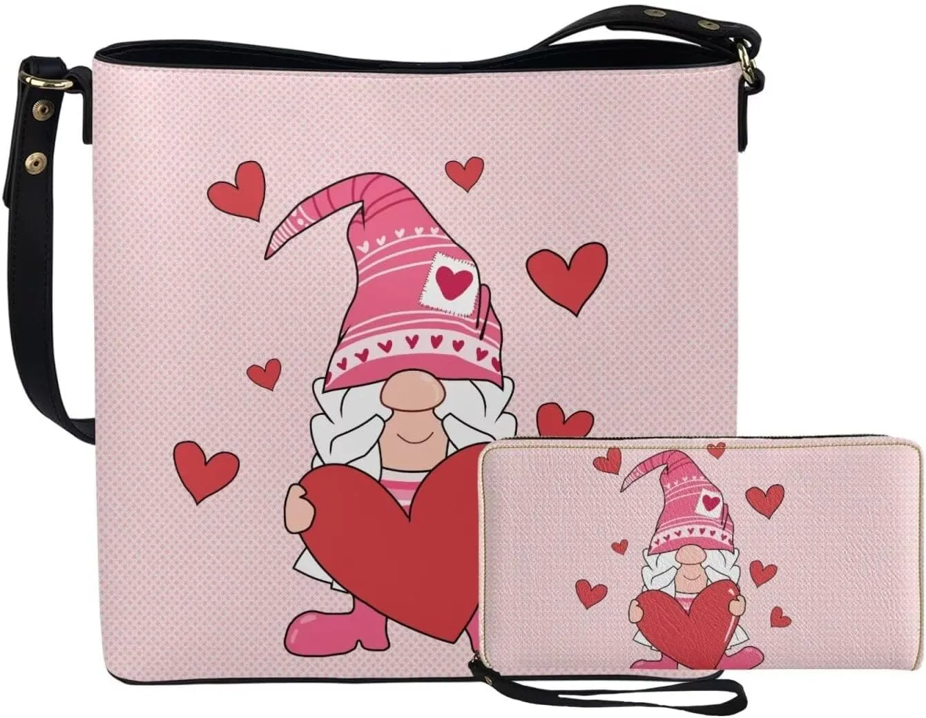 Shoulder Bags Set 2 Piece Saddle Bags Crossbody Bags for Women with Shoulder Strap Wristlet Wallets for Women