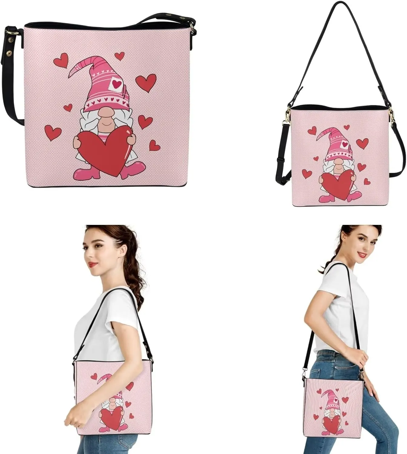 Shoulder Bags Set 2 Piece Saddle Bags Crossbody Bags for Women with Shoulder Strap Wristlet Wallets for Women