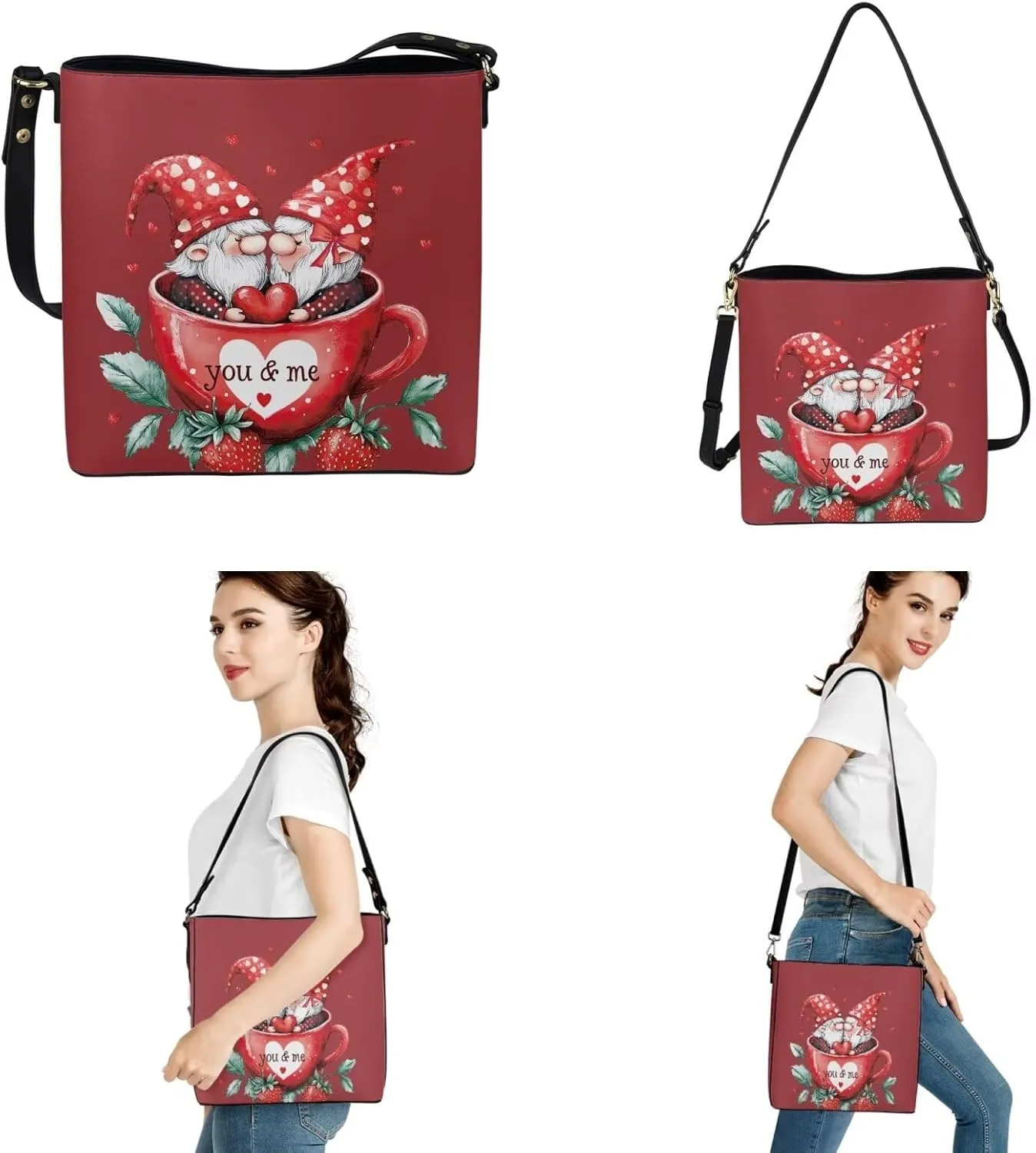 Shoulder Bags Set 2 Piece Saddle Bags Crossbody Bags for Women with Shoulder Strap Wristlet Wallets for Women