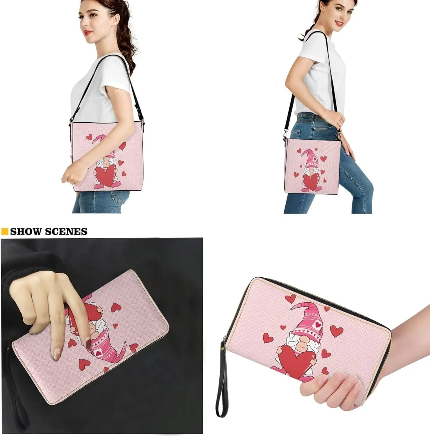 Shoulder Bags Set 2 Piece Saddle Bags Crossbody Bags for Women with Shoulder Strap Wristlet Wallets for Women