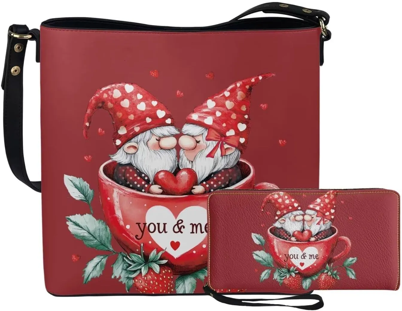 Shoulder Bags Set 2 Piece Saddle Bags Crossbody Bags for Women with Shoulder Strap Wristlet Wallets for Women