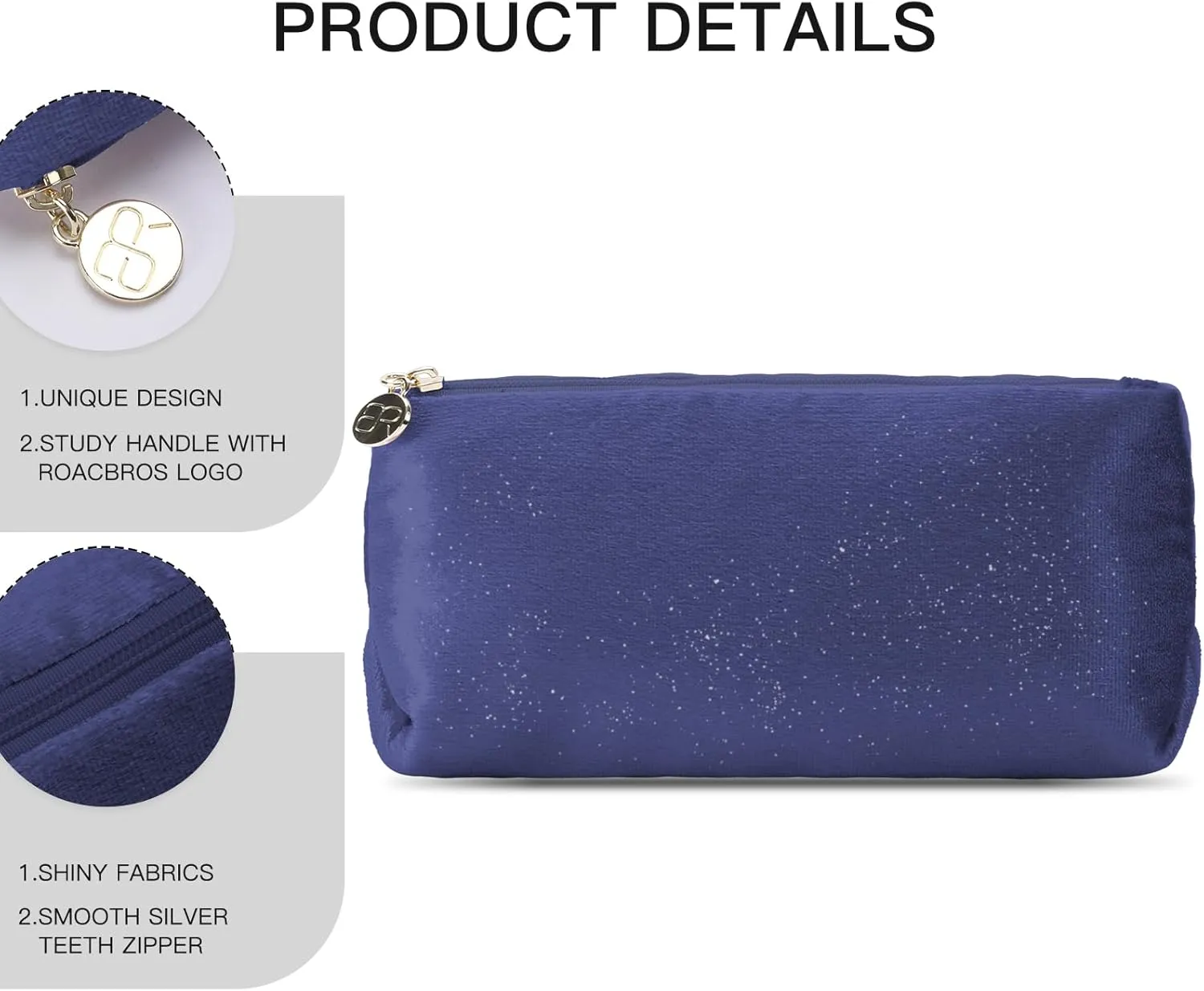 Small Makeup Bag for PurseBlue Cosmetic Travel Bag for Women, Cute Make Up Pouch for Accessories