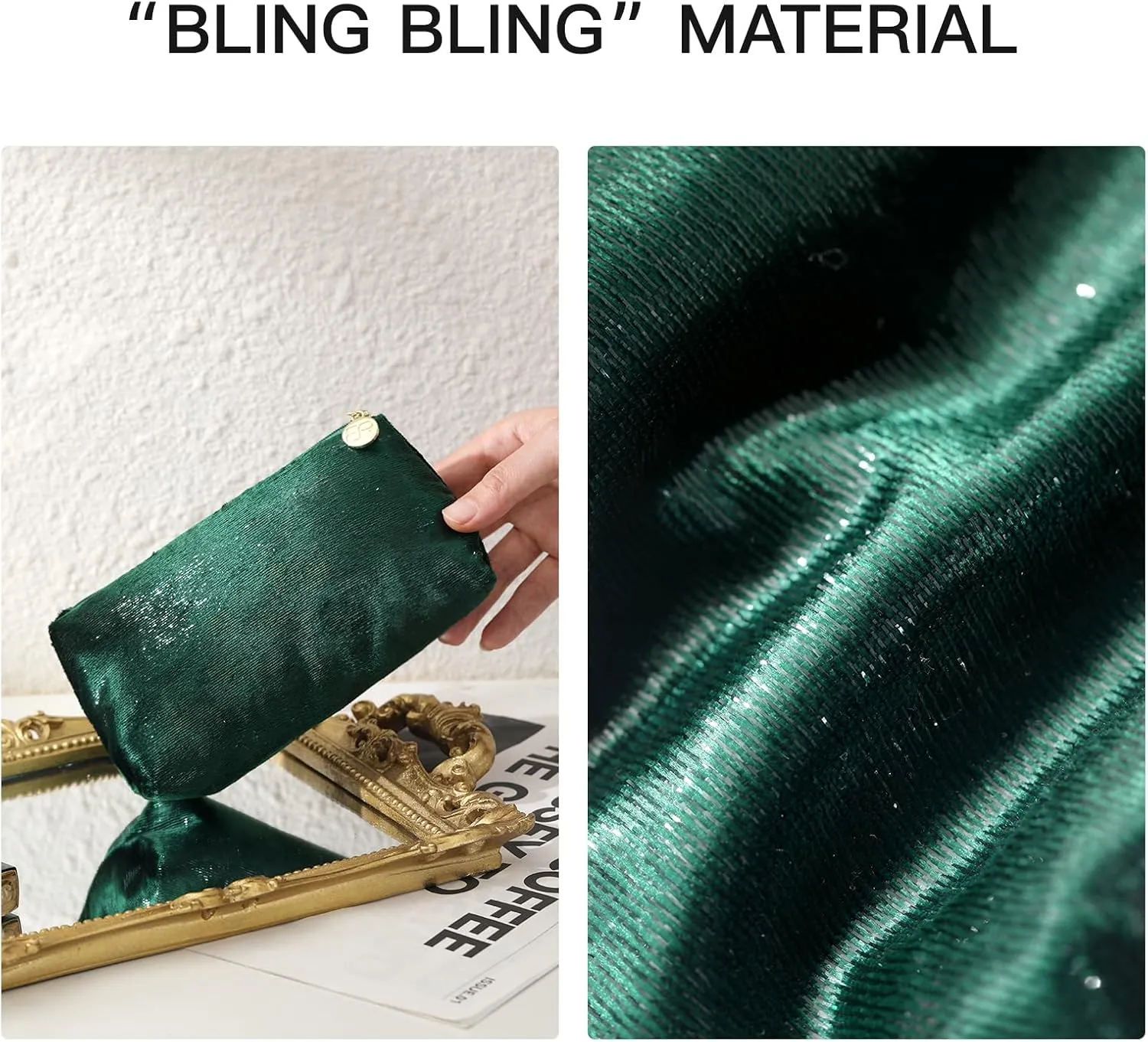 Small Makeup Bag for PurseGreen Cosmetic Travel Bag for Women, Cute Make Up Pouch for Accessories
