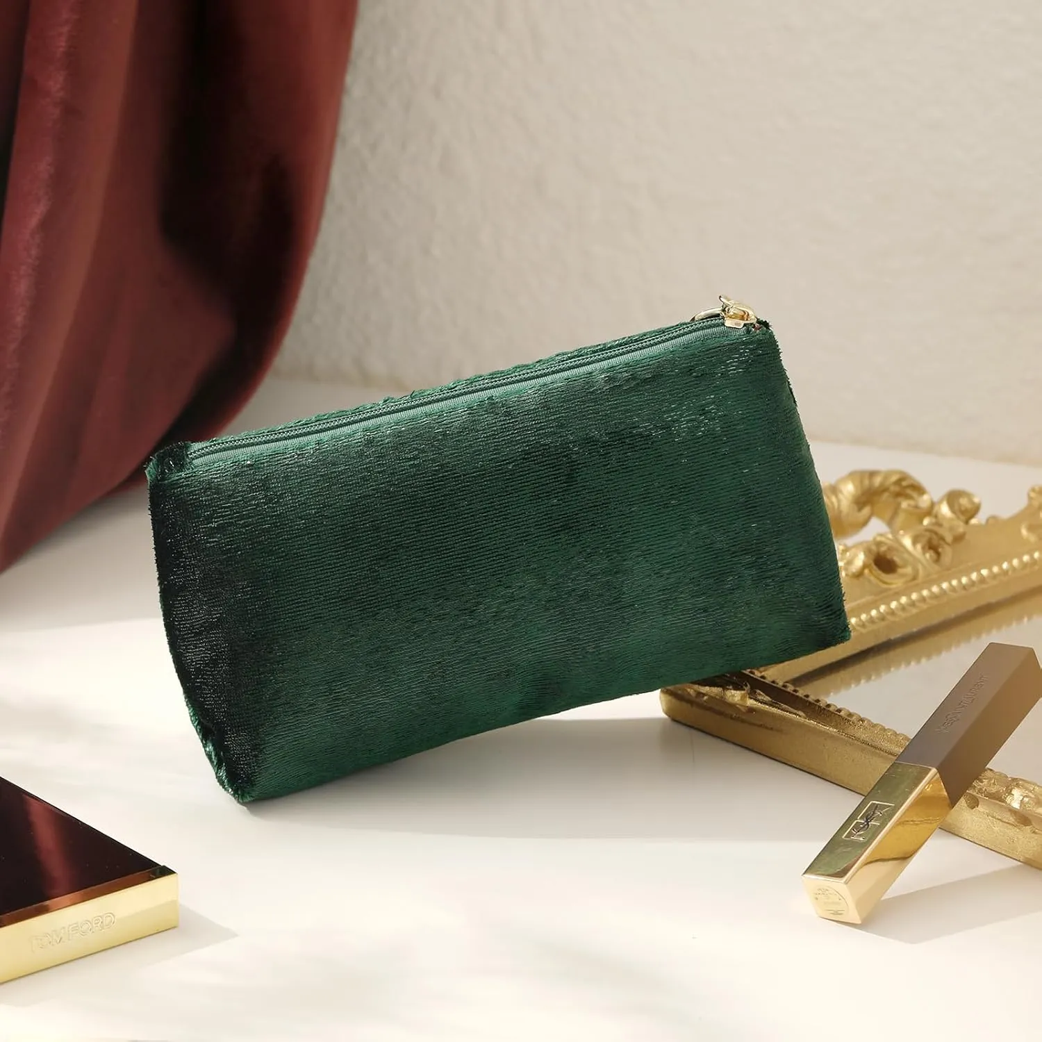 Small Makeup Bag for PurseGreen Cosmetic Travel Bag for Women, Cute Make Up Pouch for Accessories