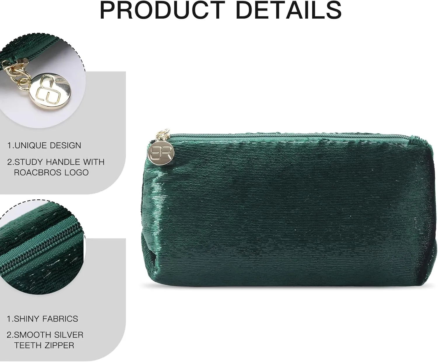 Small Makeup Bag for PurseGreen Cosmetic Travel Bag for Women, Cute Make Up Pouch for Accessories