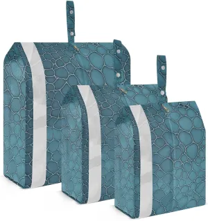 Snake Skin Fur Texture Turquosie 3 Set Travel Packing Cubes For Suitcases Stackable Garment Bag Closet Storage Travel Organizer Bag Bags Organizers