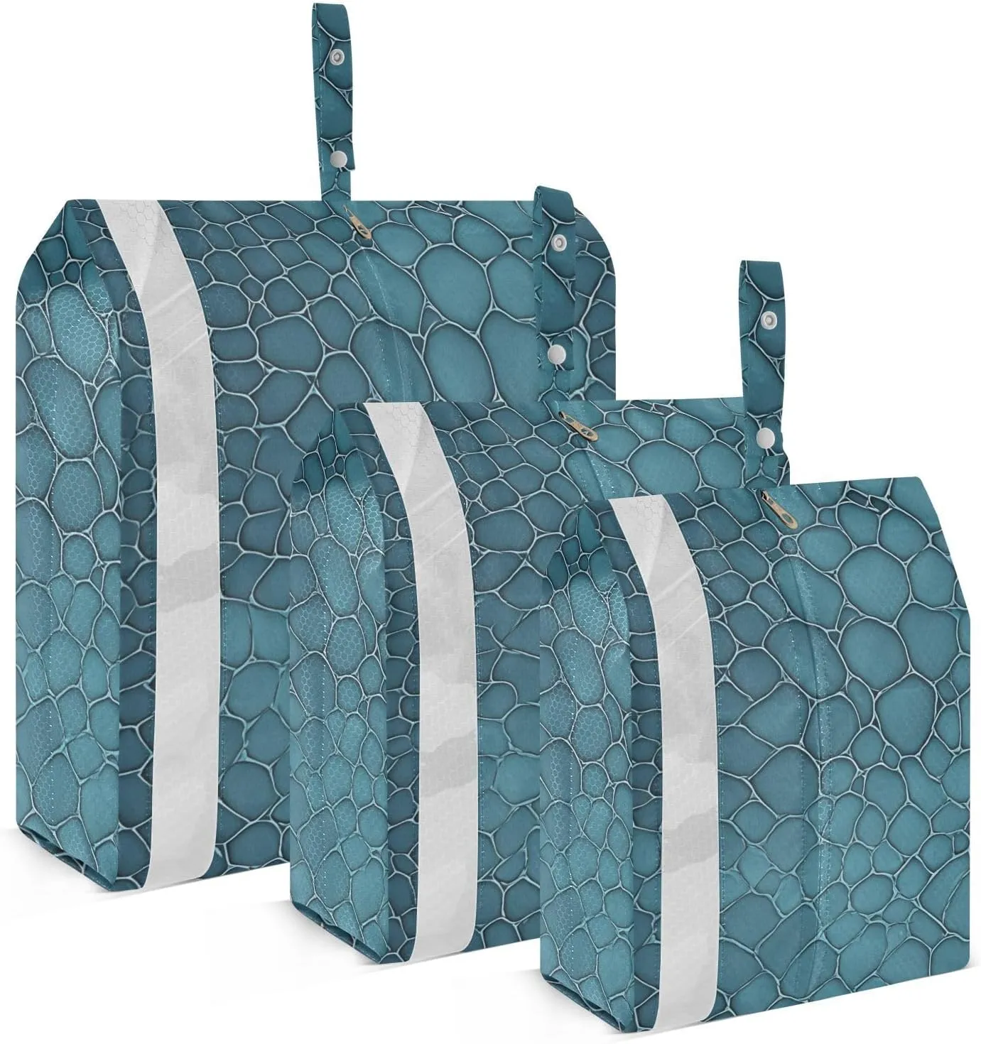 Snake Skin Fur Texture Turquosie 3 Set Travel Packing Cubes For Suitcases Stackable Garment Bag Closet Storage Travel Organizer Bag Bags Organizers