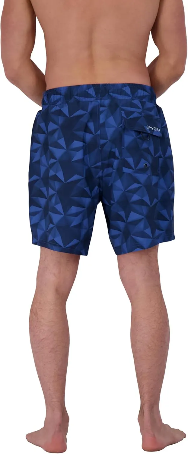 Spyder Men's Swim Trunks, Stretch, Quick-Dry, 7-inch Board Shorts, UPF 50 , Brief Liner