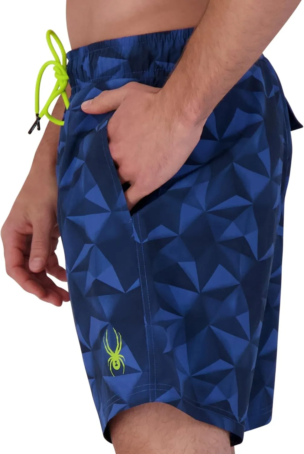 Spyder Men's Swim Trunks, Stretch, Quick-Dry, 7-inch Board Shorts, UPF 50 , Brief Liner