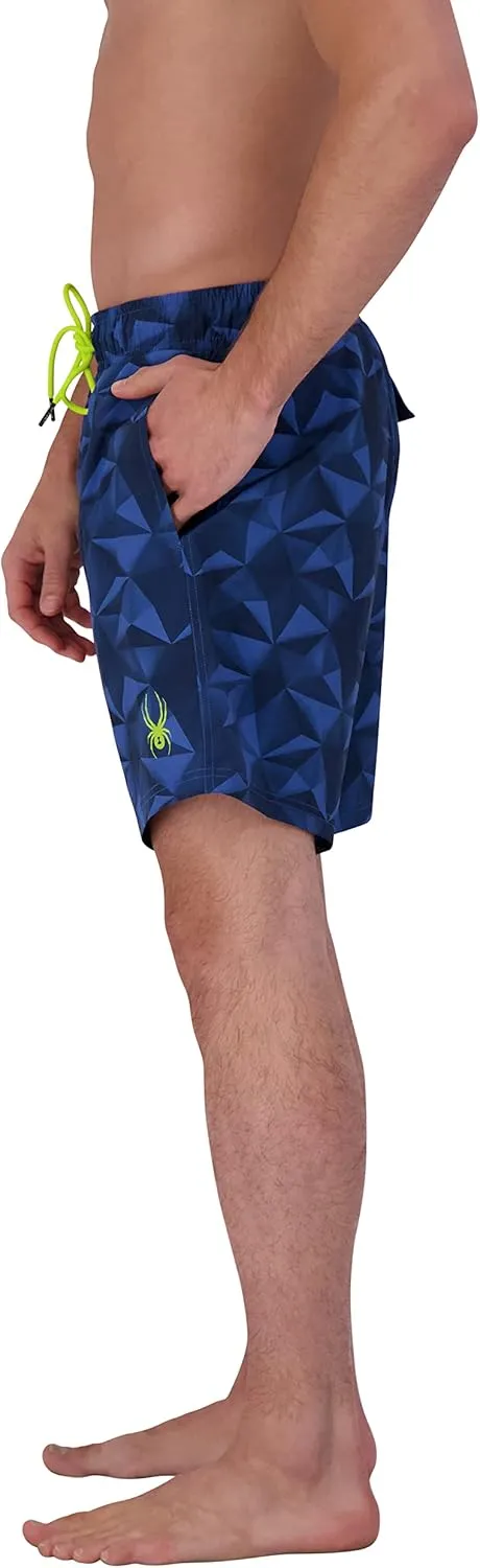 Spyder Men's Swim Trunks, Stretch, Quick-Dry, 7-inch Board Shorts, UPF 50 , Brief Liner