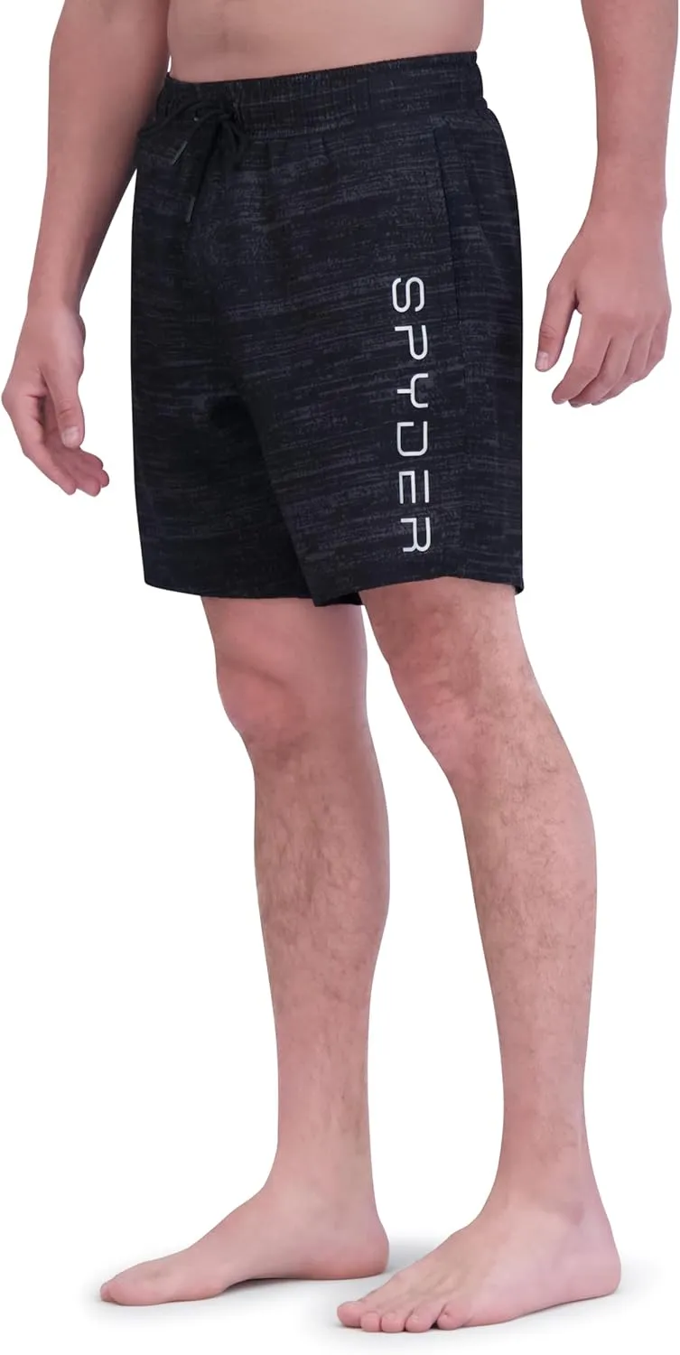 Spyder Men's Swim Trunks, Stretch, Quick-Dry, 7-inch Board Shorts, UPF 50 , Compression Boxer Liner