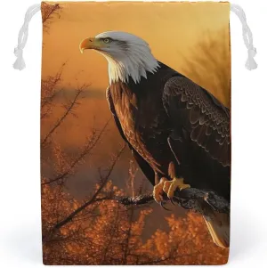 Storage Bags Makeup Bag Toy Bag Reusable Bags Toiletry Golden Sunset Bald Eagle Printed Organizer Multi Purpose Foldable Ditty Bag Travel Pouch