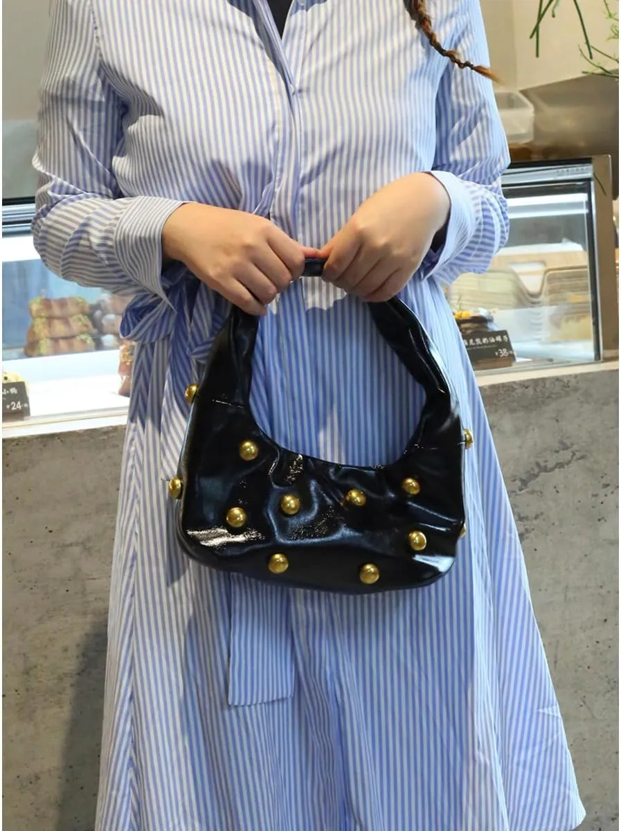Studded Purse Y2k Shoulder Bag 90s Punk Designer Handbags 2000s Vegan Leather Shoulder Purse Streetwear