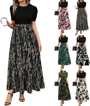 Sumemr Dresses for Women Vintage Floral Maxi Dress Long Formal Dresses Casual Puff Sleeve Church Wedding Guest Dress