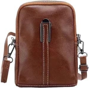 Summer Phone Bag Women's Oil Wax Cowhide Leather Crossbody Bag Fashionable and Casual Shoulder Bagladies' Small