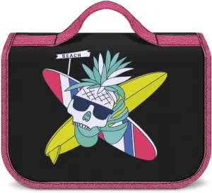 Surfboard Skull Pineapple Toiletry Bag with Hanging Hook Large Cosmetic Bags Detachable Makeup Pouch Bathroom Accessories