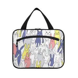 susiyo Cute Yellow White Bunny Toiletry Bags with Hanging Hook Foldable Cosmetic Bag Travel Accessories - Medium
