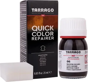 Tarrago Quick Color Dye Leather and Canvas Repair - 25 ml Leather Shoe Dye for Dyeing of Leather Footwear, Bags, Shoes, Jackets, Purses & More - Dark Brown #06