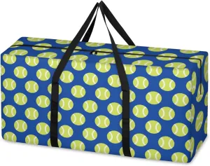 Tennis Ball XXL Heavy Duty Extra Large Moving Bags with Strong Zipper, Moving Supplies Packing Boxes for Moving, Sports Theme Navy Blue