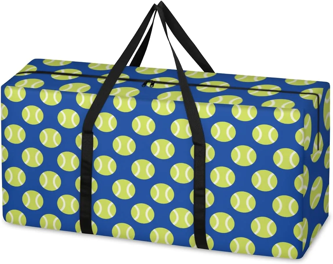 Tennis Ball XXL Heavy Duty Extra Large Moving Bags with Strong Zipper, Moving Supplies Packing Boxes for Moving, Sports Theme Navy Blue