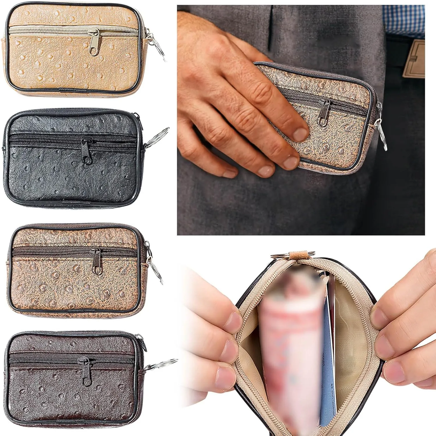 Tote Bag For Women Soft Leather Small Square Bag Small Wallet Lightweight Zipper Purse Card Holder Change Mini Bags E