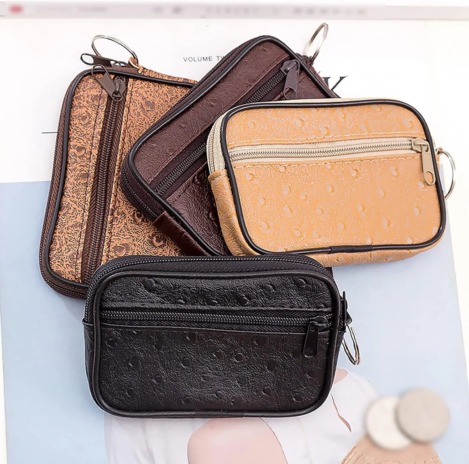 Tote Bag For Women Soft Leather Small Square Bag Small Wallet Lightweight Zipper Purse Card Holder Change Mini Bags E