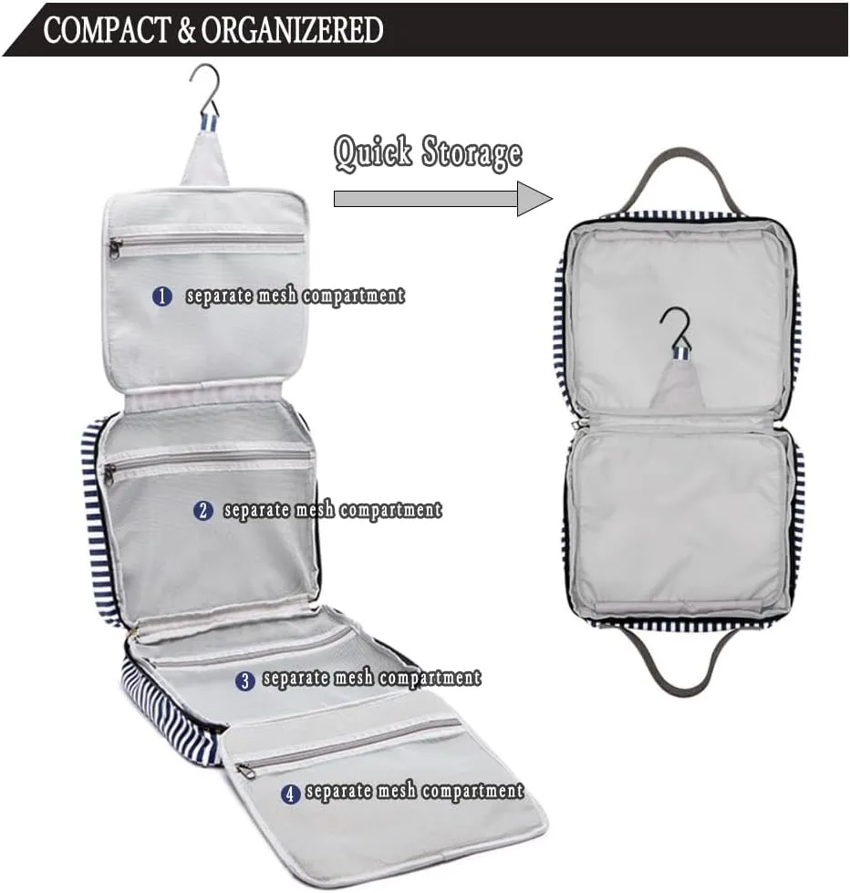 Travel Hanging Toiletry Organizer Cosmetics Makeup Bag for Women Large Toiletries Kit Set Organizer for Accessories Black