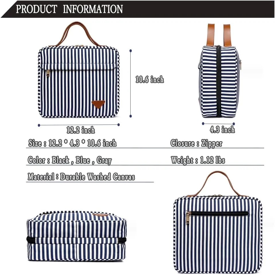 Travel Hanging Toiletry Organizer Cosmetics Makeup Bag for Women Large Toiletries Kit Set Organizer for Accessories Black