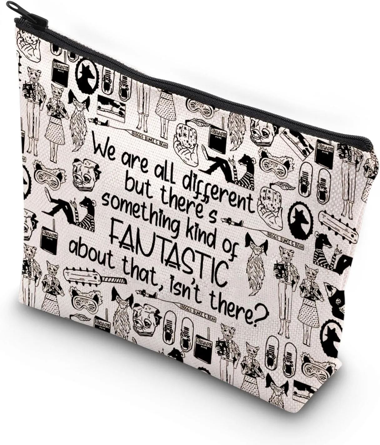 VAMSII Fox Animated Film Theme Makeup Bag Gift For Cinephiles Movie Merch Fans Cosmetic Bag (of FANTASTIC)